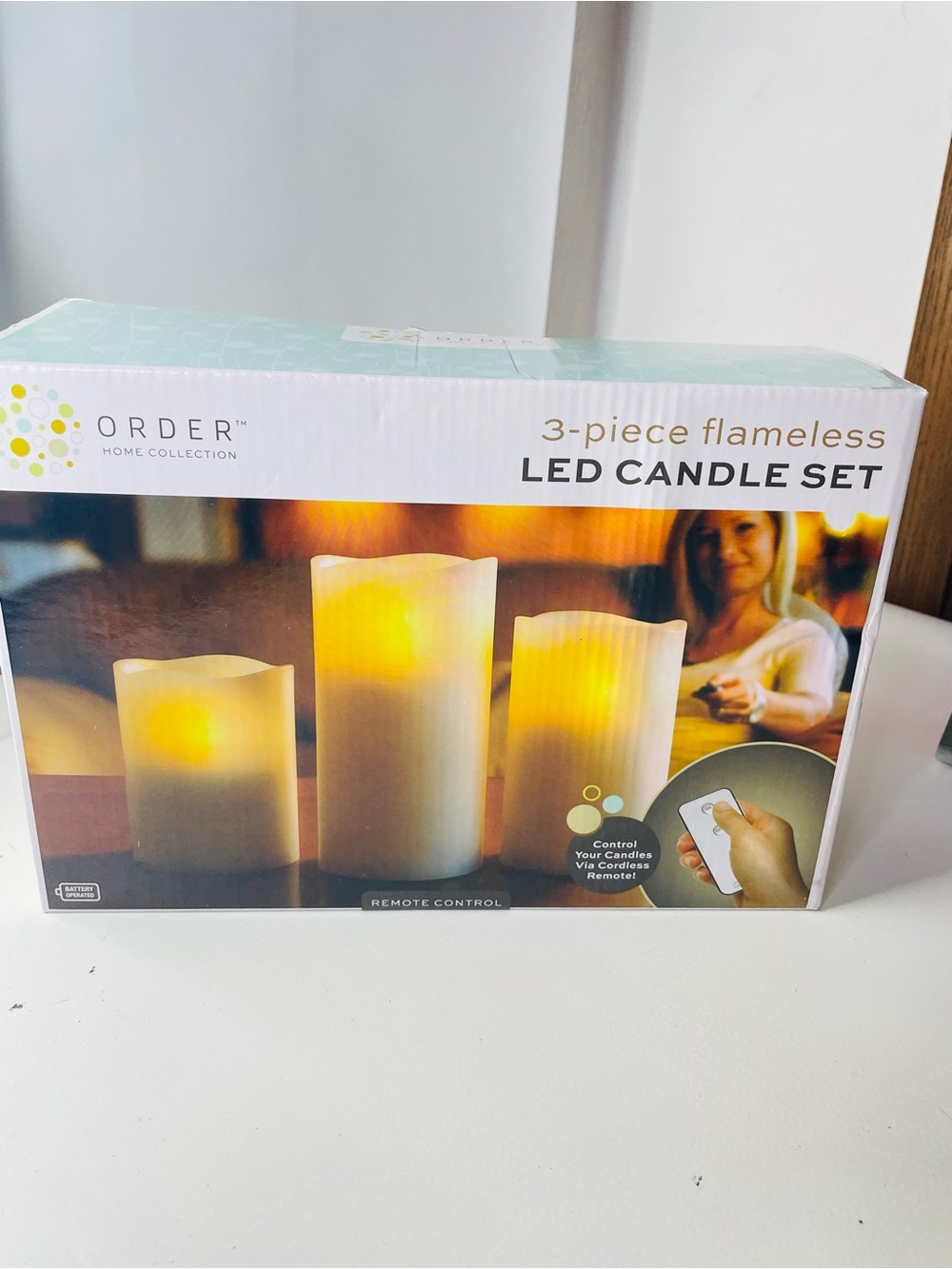 Home Collection 3-Piece Flameless LED Candle Set in White With Remote